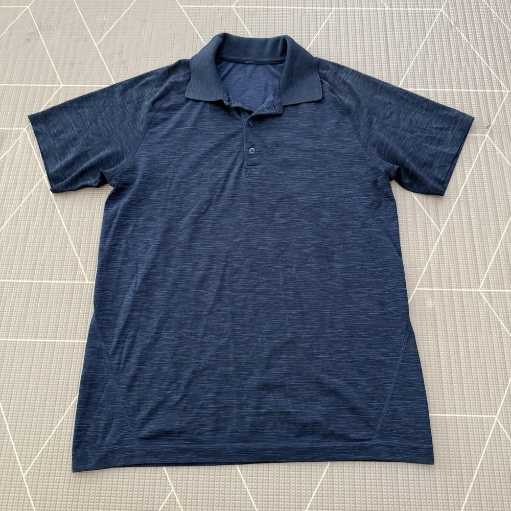 Lululemon Mens Polo Shirt Small Blue Metal‎ Vent Time To Get Dirty Heather Golf